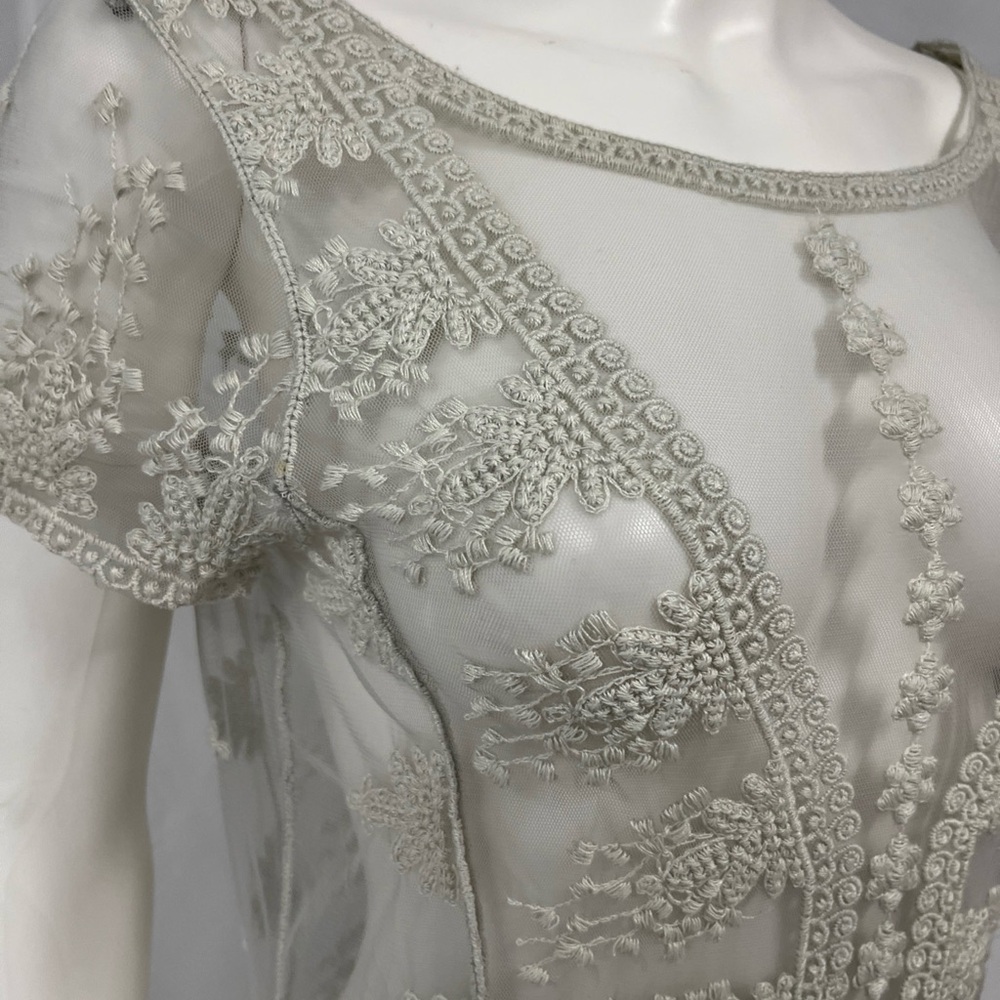 Sundance Antiqued White Lace Sheer SW Prairie Coastal Western Cowgirl Dress S - Picture 4 of 10